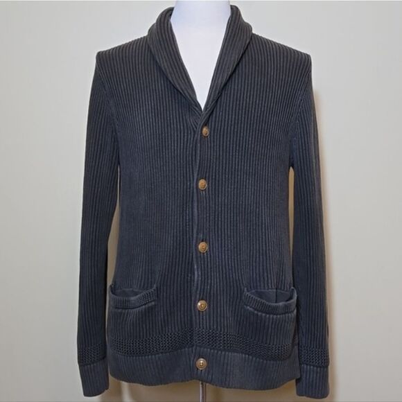 Abercrombie & Fitch Cardigan Sweater Ribbed Knit Shawl Neck Eclectic Grandpa - Picture 1 of 15